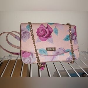 Vintage Guess Crossbody Purse Floral pink bag designer handbags chain metal logo